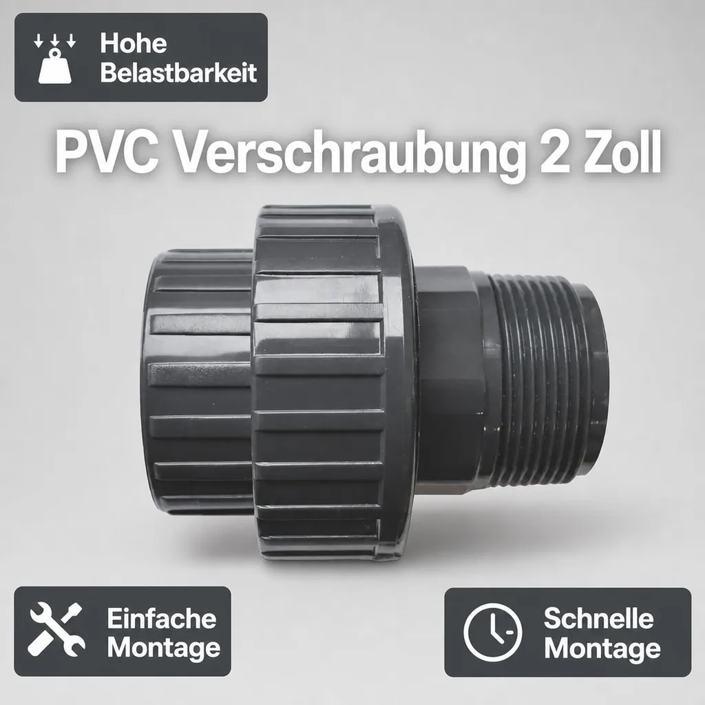 PVC Verschraubung 2 Zoll, PVC-U Fitting, Rohrverbinder