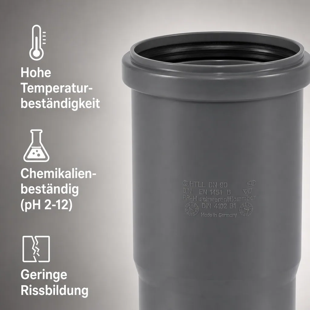 HT Rohr 90, HTsafeL Langmuffe, Abflussrohr, DN90