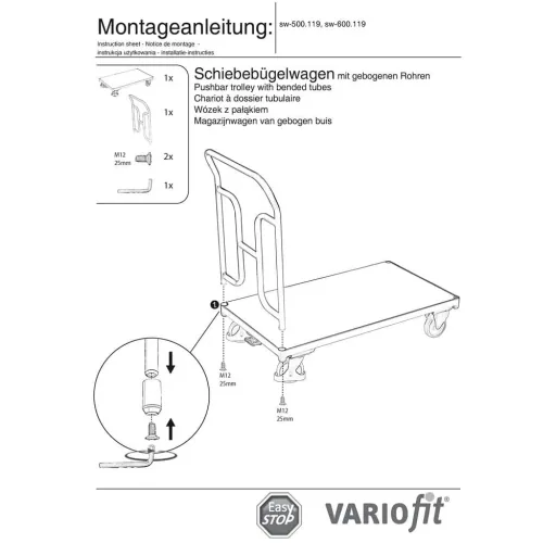 Schiebebügelwagen 250 kg Typ L + EasySTOP
