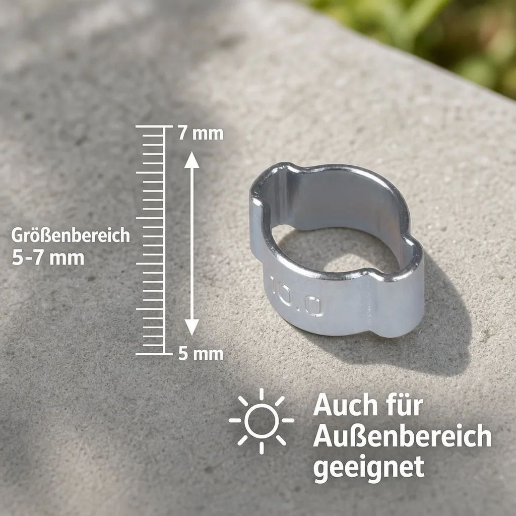 Ohr Schellen, Klemmschellen 5-7mm, 2 Ohr Schelle, W1, verzinkt