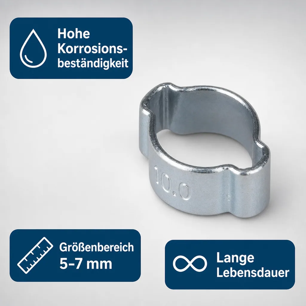 Ohr Schellen, Klemmschellen 5-7mm, 2 Ohr Schelle, W1, verzinkt