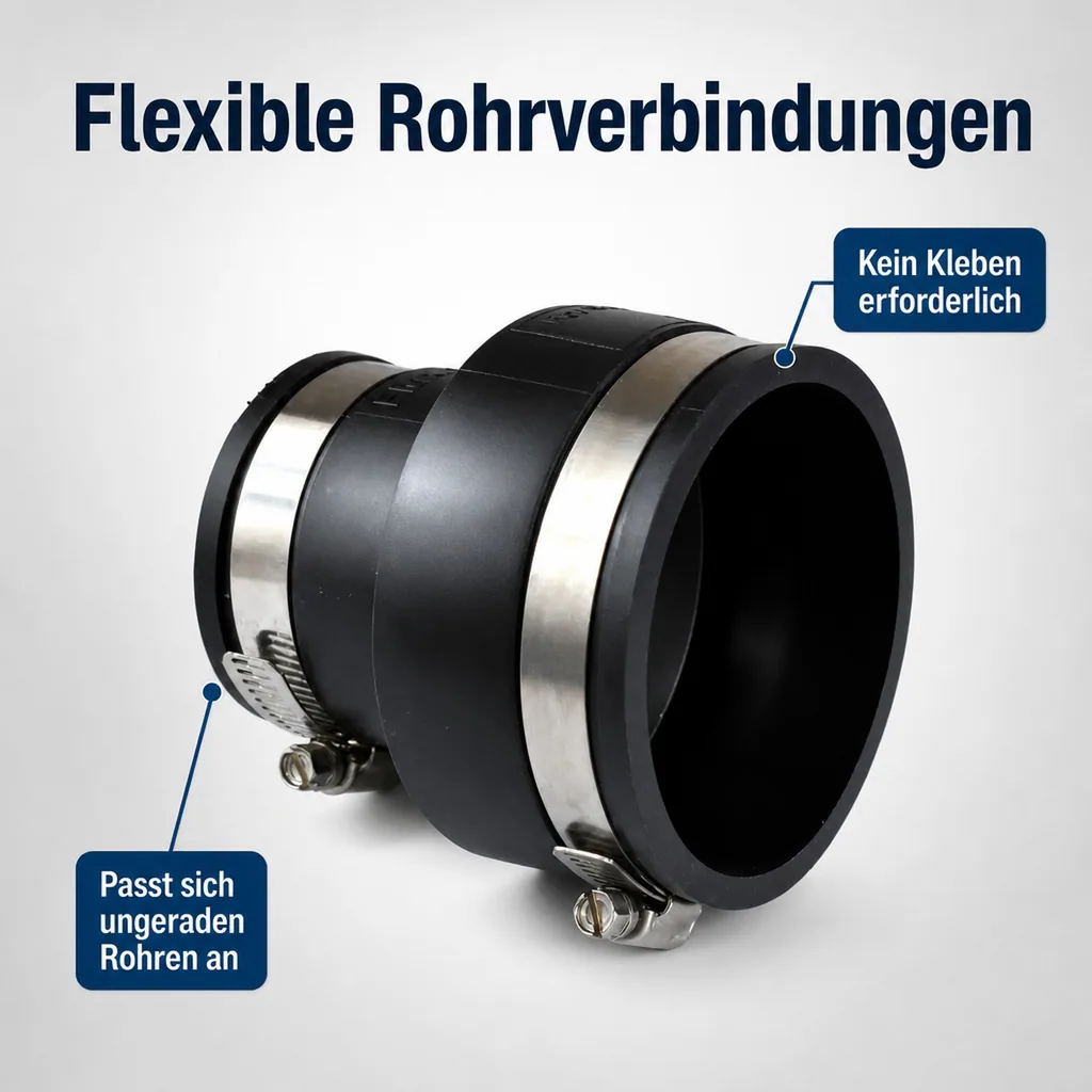 Flexible Rohrkupplung, Reduzierkupplung 3" x 2" / 90 x 63 mm, Flexible Fittings