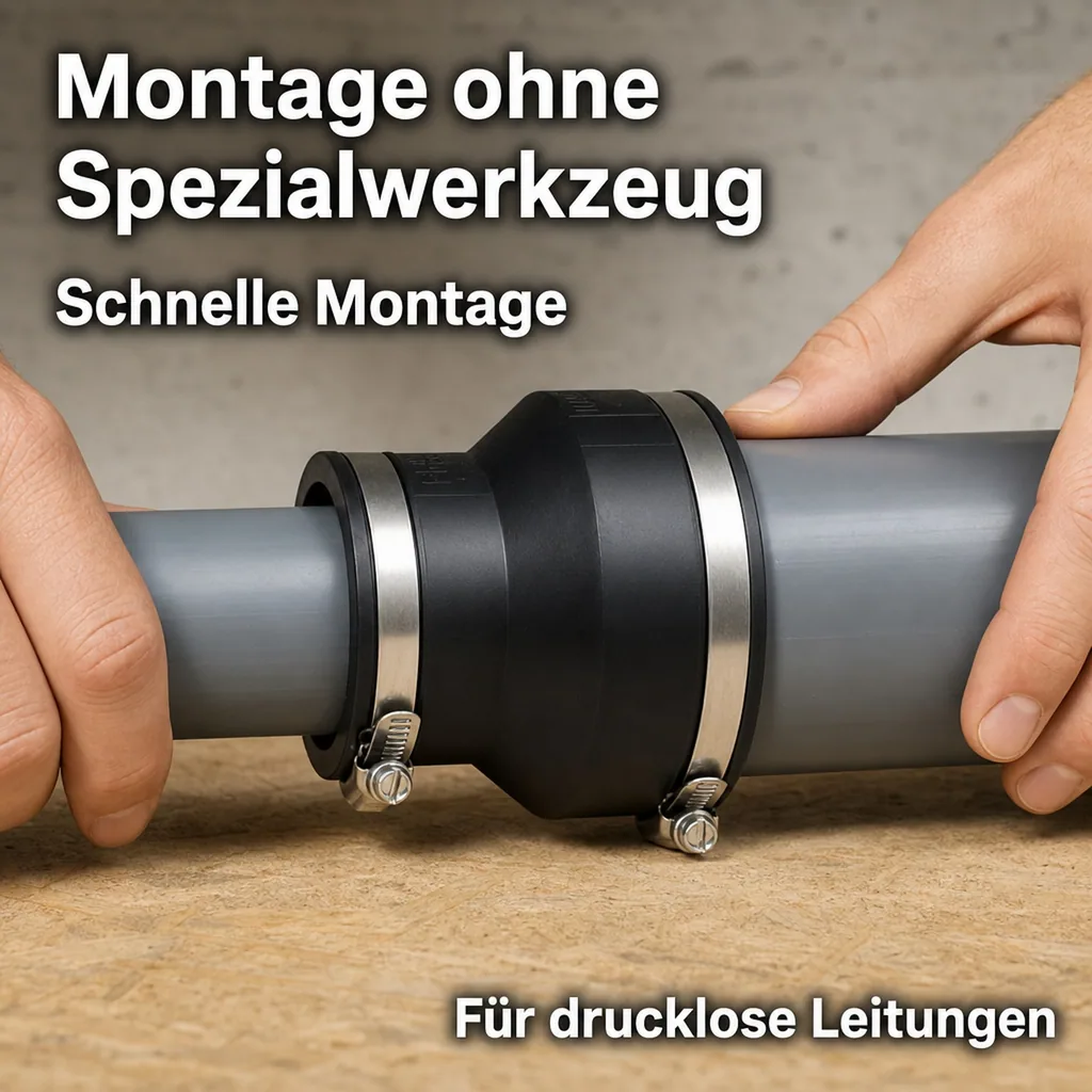 Flexible Rohrkupplung, Reduzierkupplung 3" x 2" / 90 x 63 mm, Flexible Fittings
