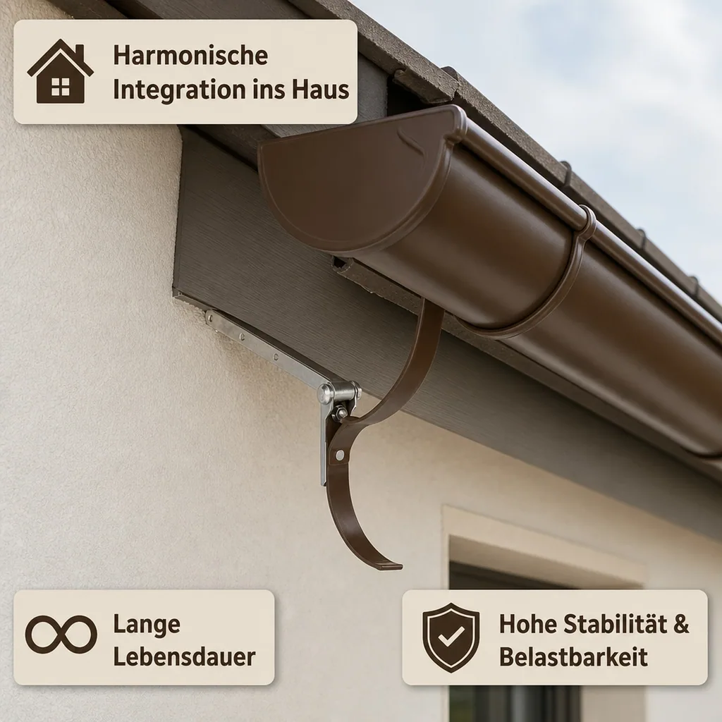 Dachrinnenhalter Metall, Rinneneisen einstellbar, braun, System 125