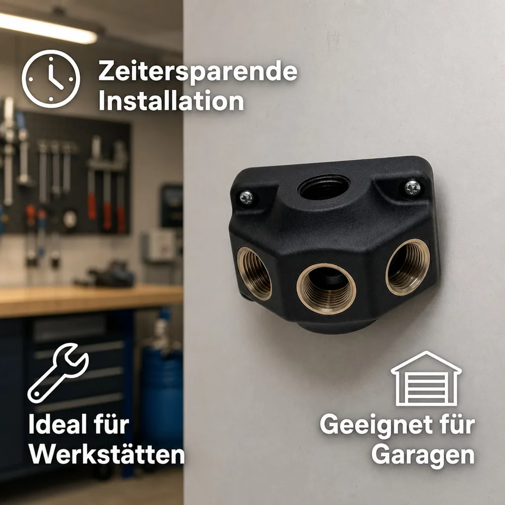 Druckluft Wanddose, 4er Kunststoff Wandverteiler, 1/2" Innengewinde