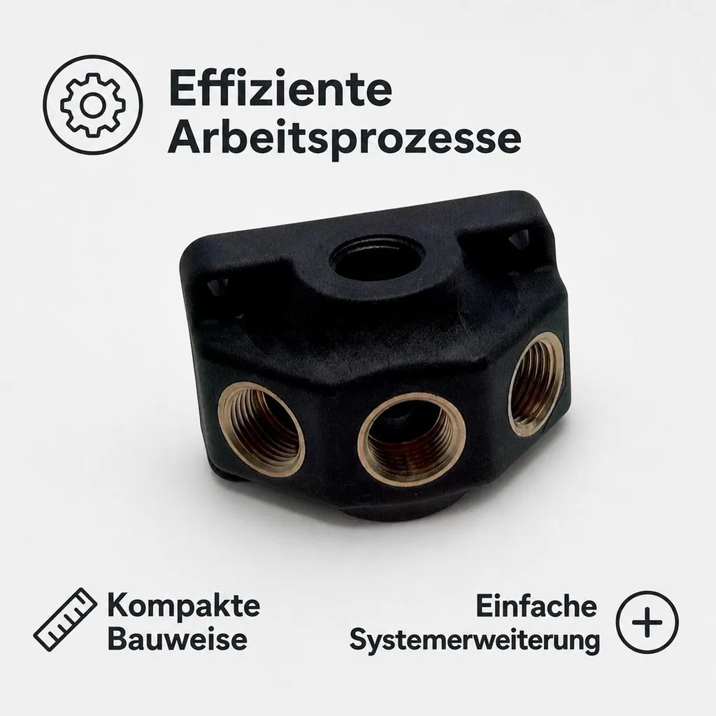 Druckluft Wanddose, 4er Kunststoff Wandverteiler, 1/2" Innengewinde