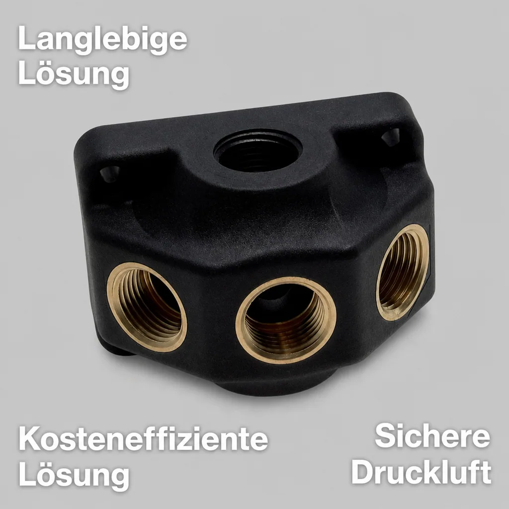 Druckluft Wanddose, 4er Kunststoff Wandverteiler, 1/2" Innengewinde
