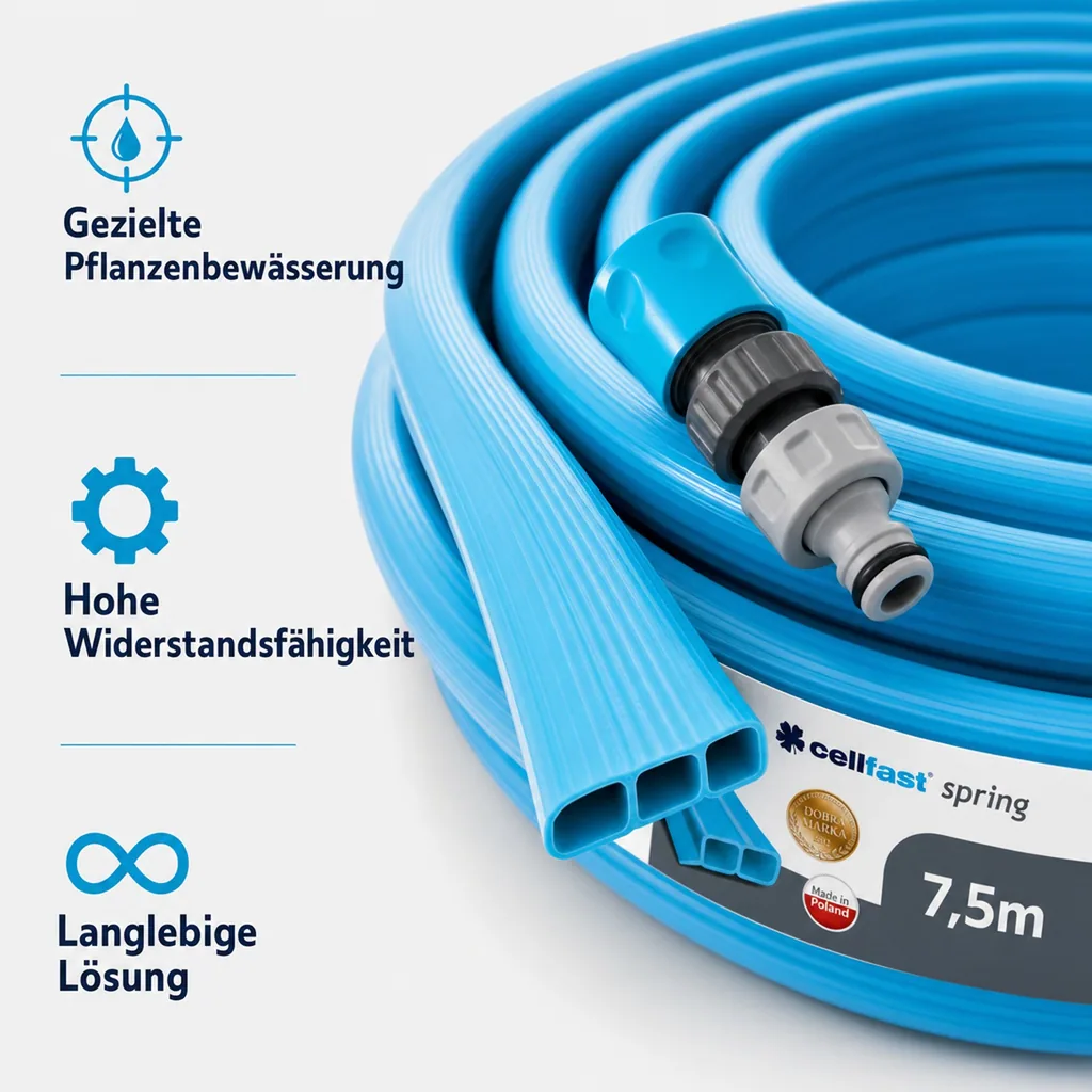Bewässerungsschlauch 7,5 m, Gartenschlauch, Tropfbewässerung