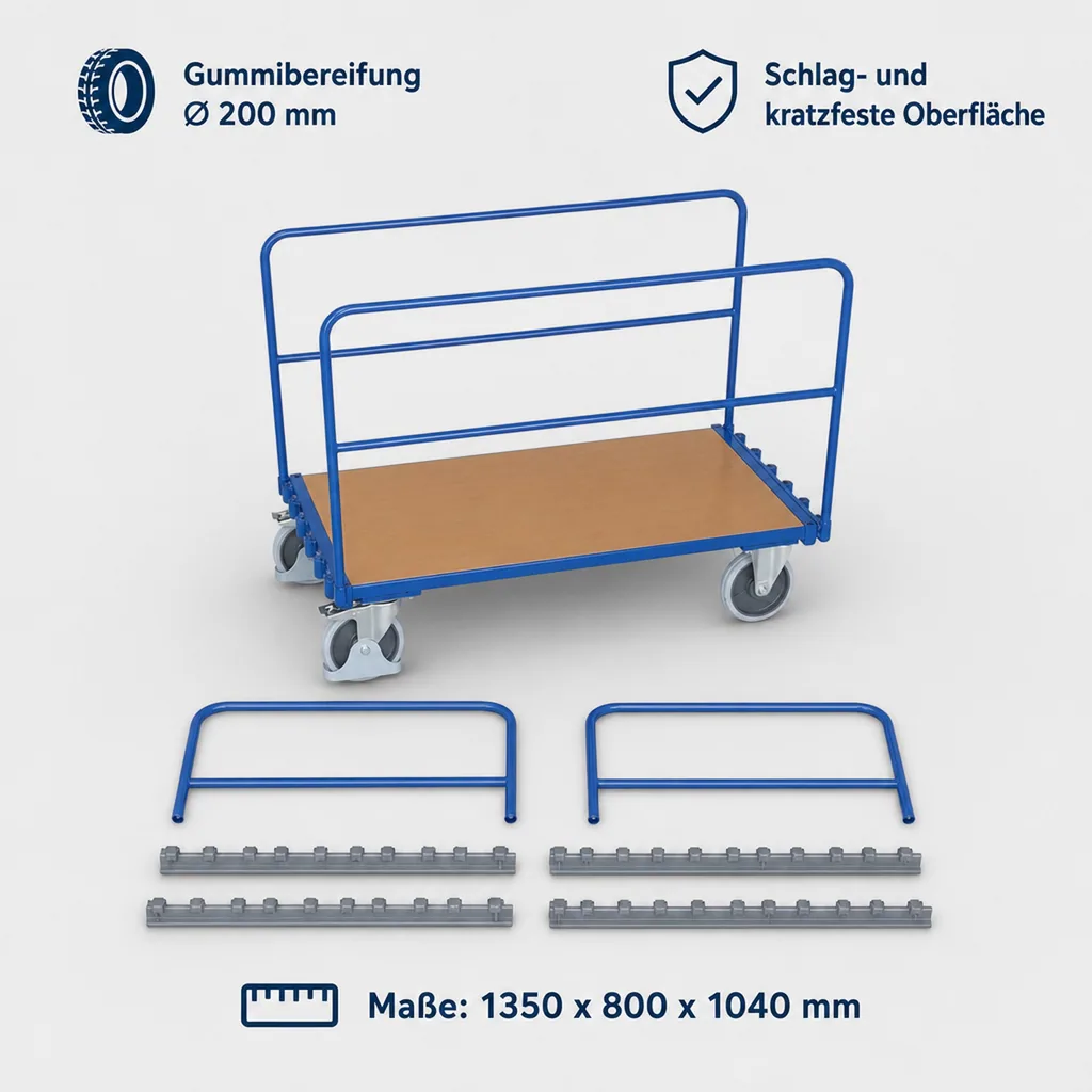 Rohrbügelwagen, XL, 500 kg Traglast, EasySTOP