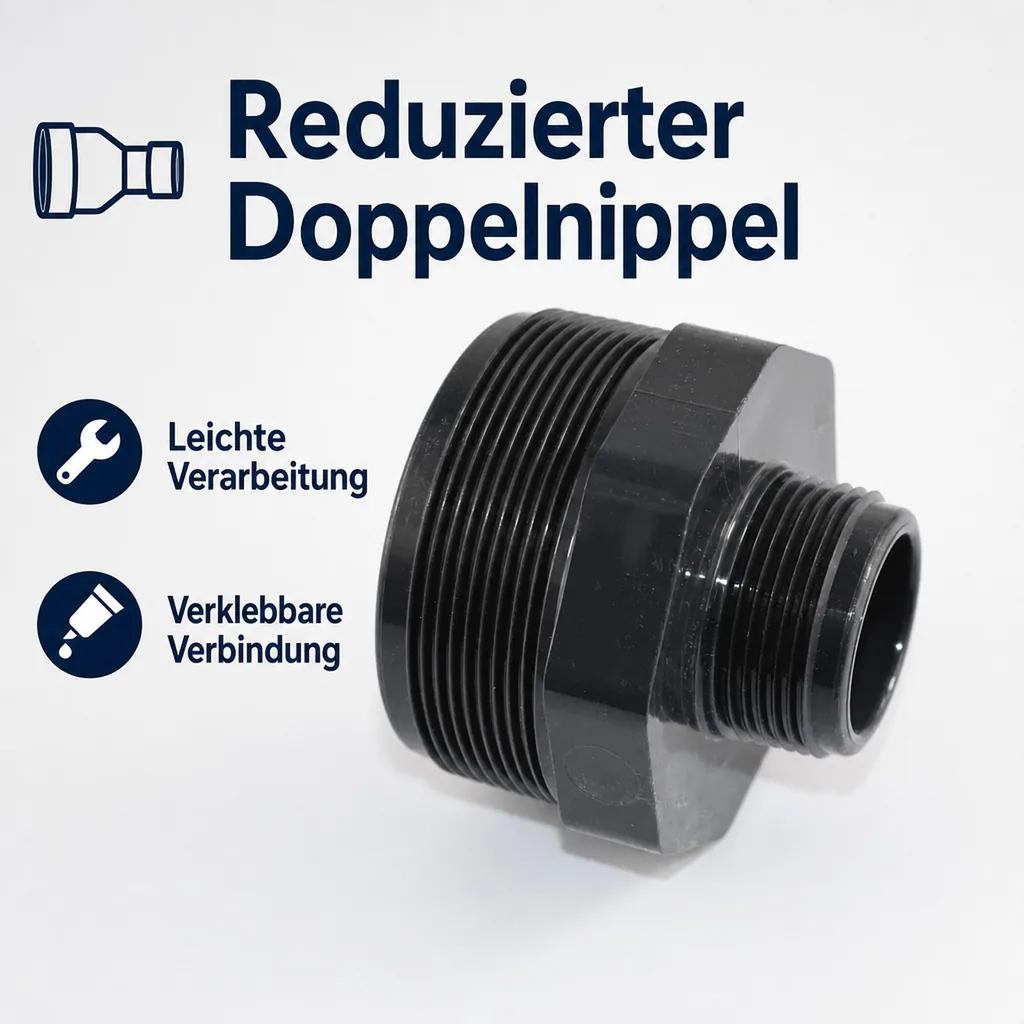 PVC - U Doppelnippel reduziert AG 2 1/2" x 1 1/4"