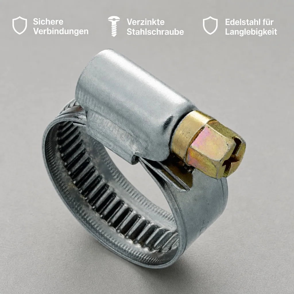 Schlauchschellen, Edelstahl, 12 mm, 70-90 mm, DIN 3017, W2