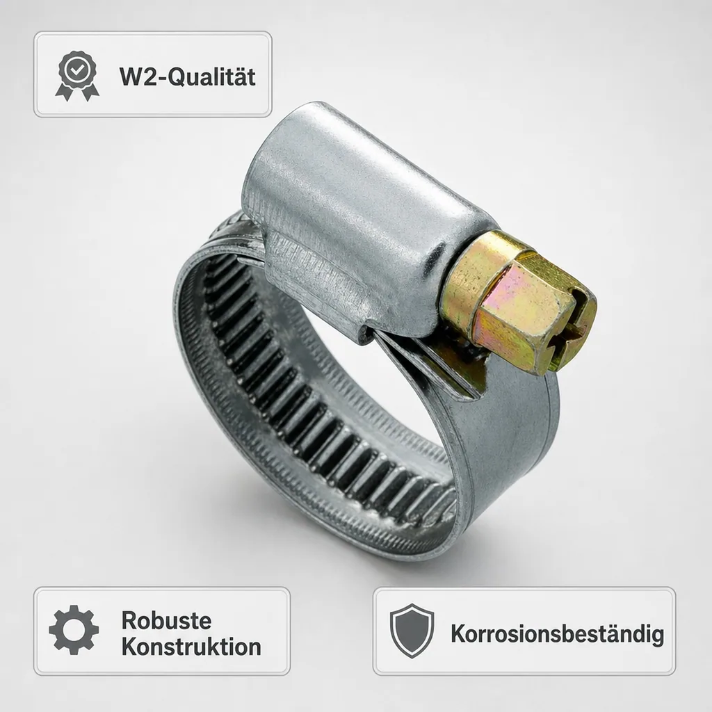 Schlauchschellen, Edelstahl, 12 mm, 70-90 mm, DIN 3017, W2