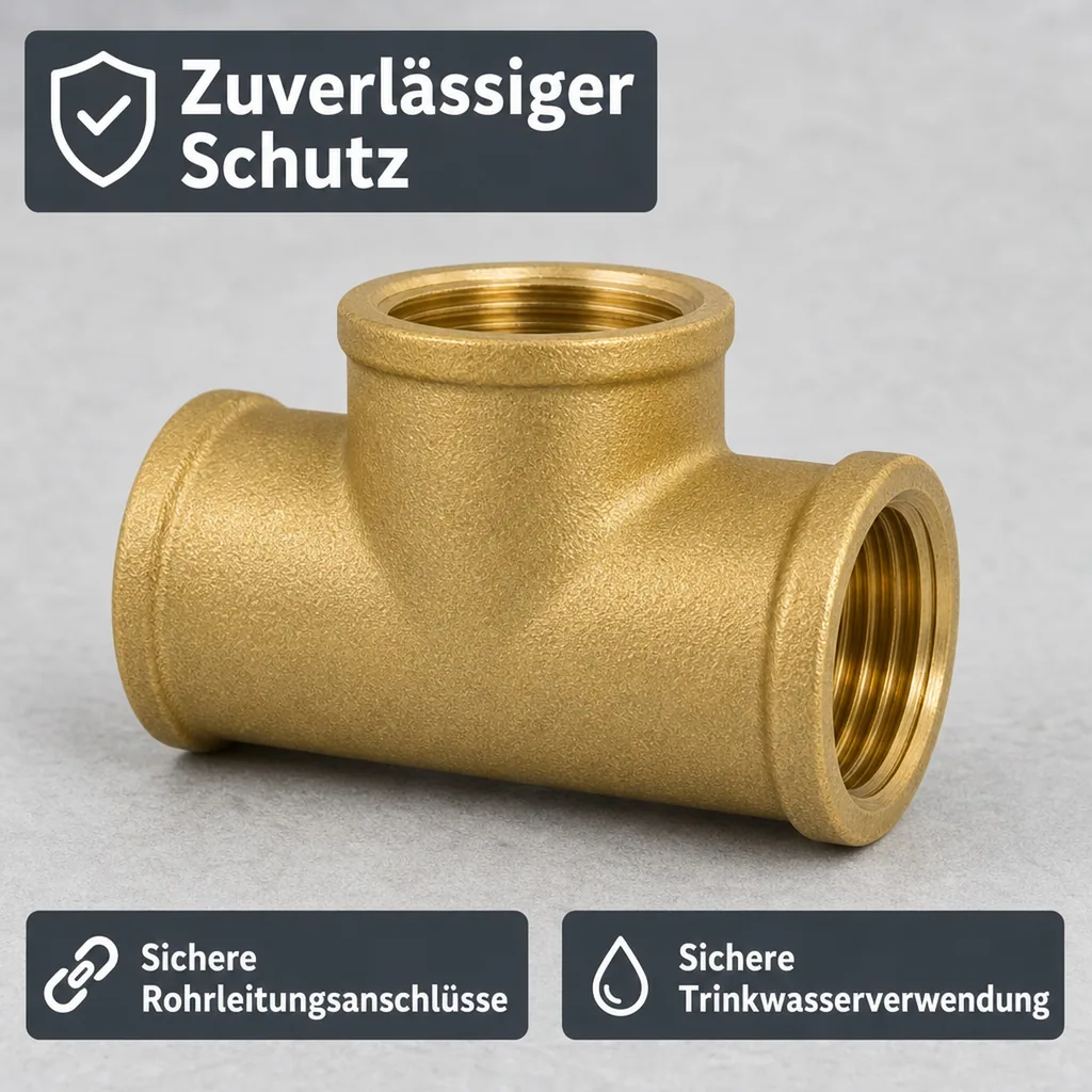 Messing T-Stück, Gewindefitting, reduziert, 3/4" IG x 1/2" IG x 3/4" IG