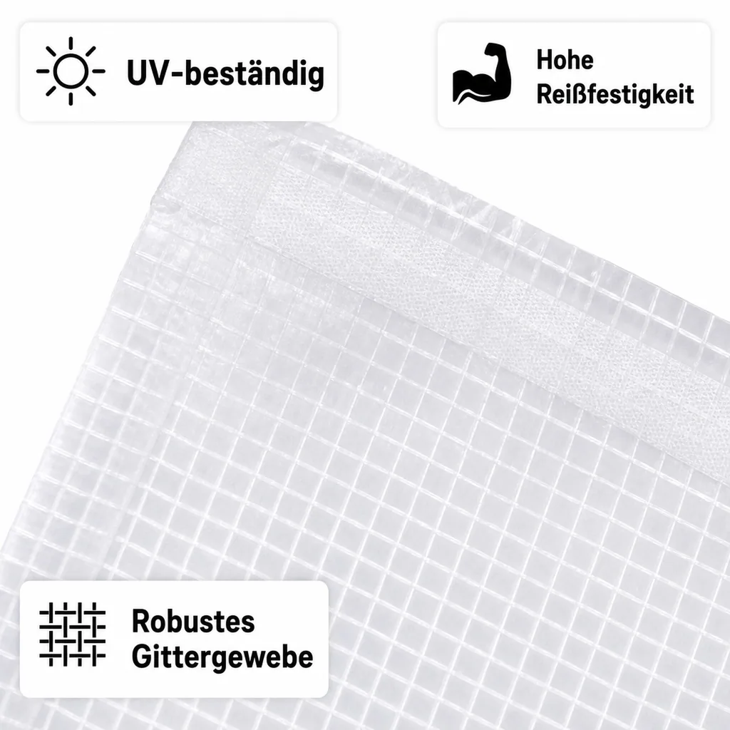 Abdeckplane, Gitterfolie transparent, 6x10m (60m²), reißfest & UV-beständig