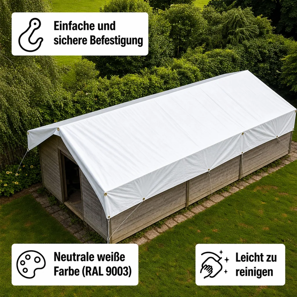 Abdeckplane 280g/m², weiss, wasserdicht, reißfest, 5x6m (30m²)