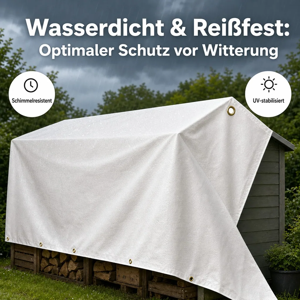 Abdeckplane 280g/m², weiss, wasserdicht, reißfest, 5x6m (30m²)