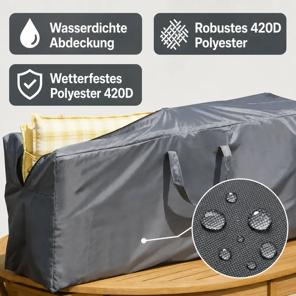 Sitzkissen Schutzhülle, Deluxe, 125x32x50 cm, wetterfest, wasserdicht