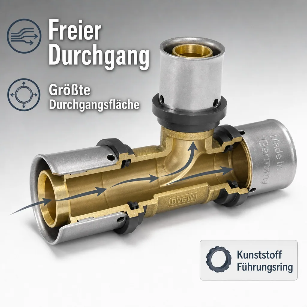 Pressfitting T-Stück Seite reduziert 32 x 3 - 32 x 3 - 20 x 2