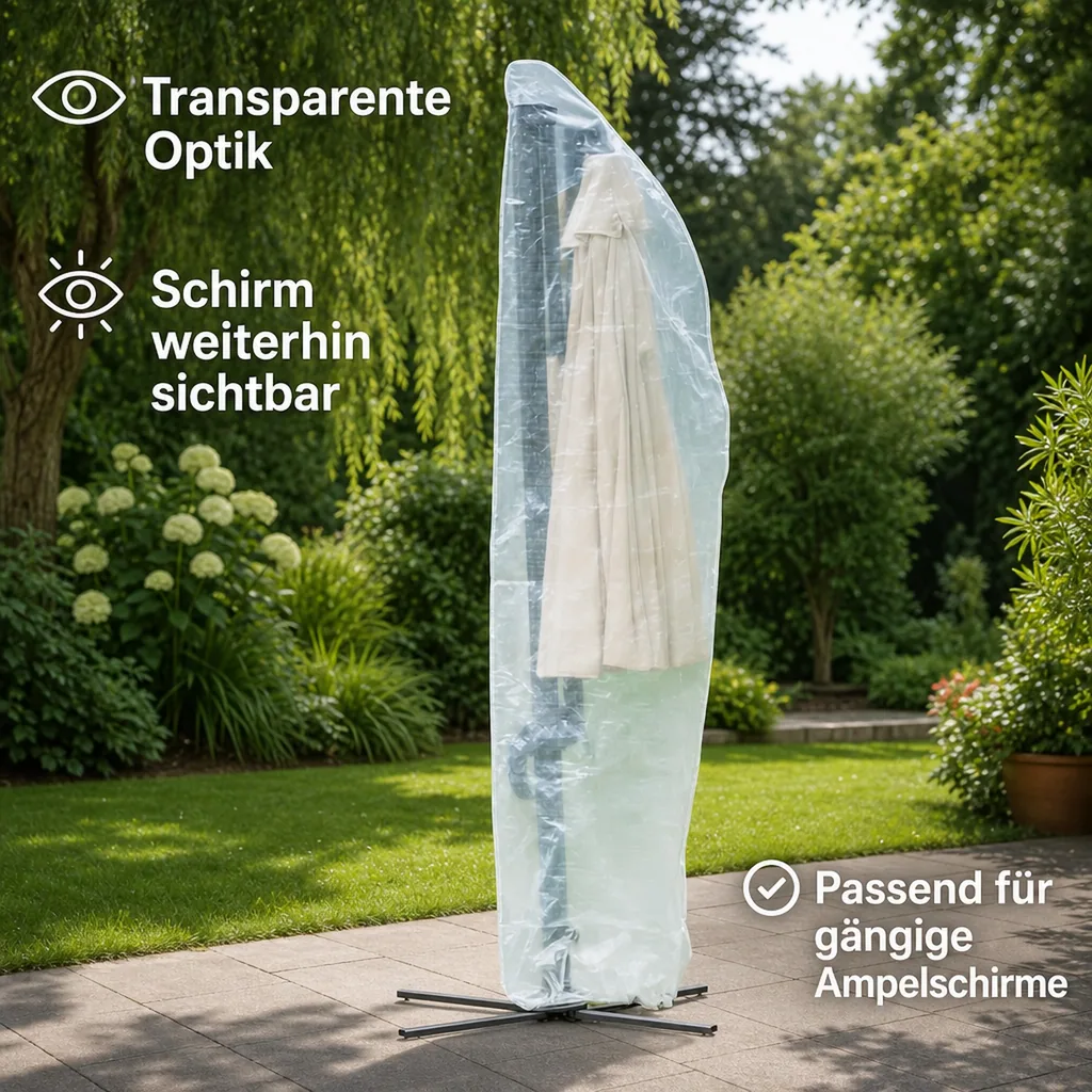 Ampelschirm Schutzhülle transparent, 265x40/70/50 cm