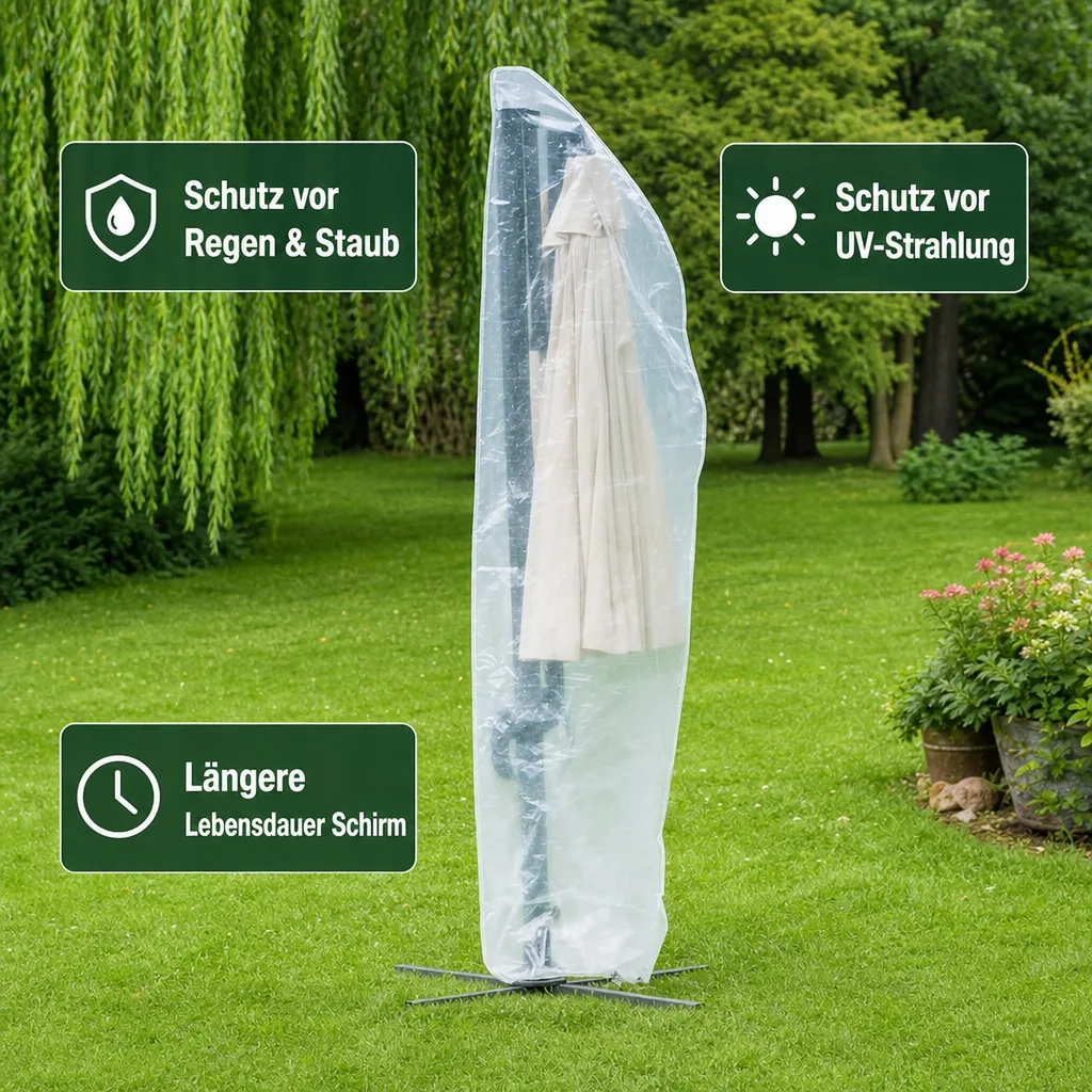 Ampelschirm Schutzhülle transparent, 265x40/70/50 cm