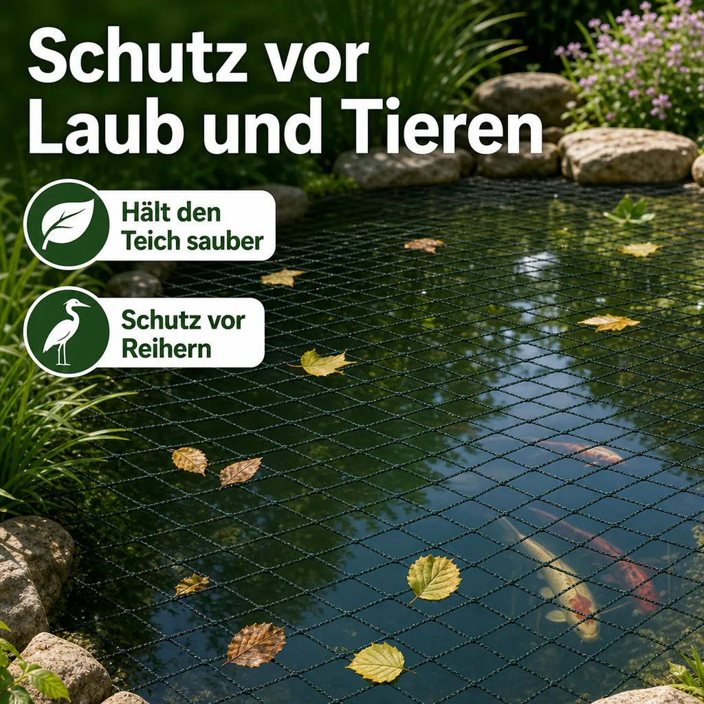 Teichschutznetz 400m², 8x50m, UV-stabil, reißfest, Laubschutznetz Teich