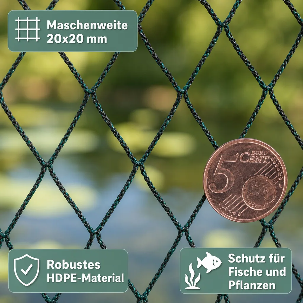 Teichschutznetz 400m², 8x50m, UV-stabil, reißfest, Laubschutznetz Teich