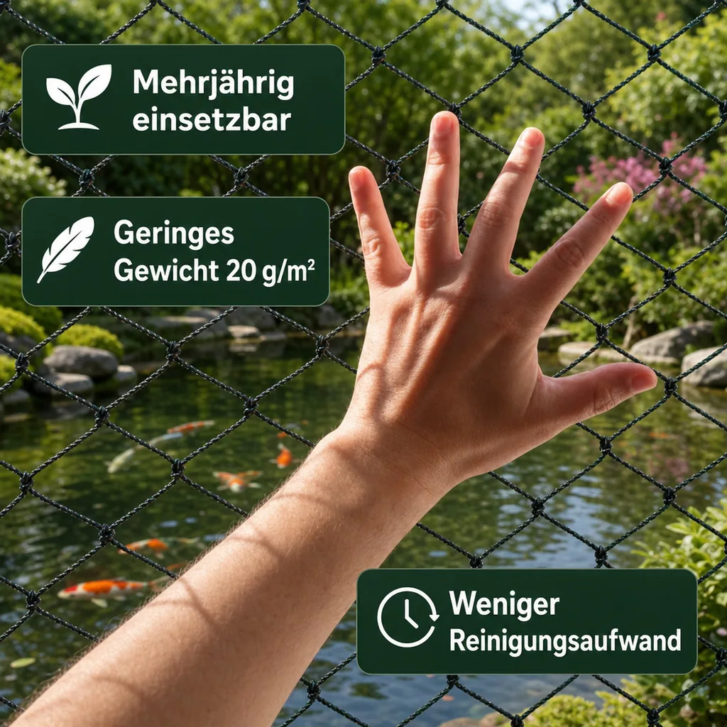 Teichschutznetz 400m², 8x50m, UV-stabil, reißfest, Laubschutznetz Teich