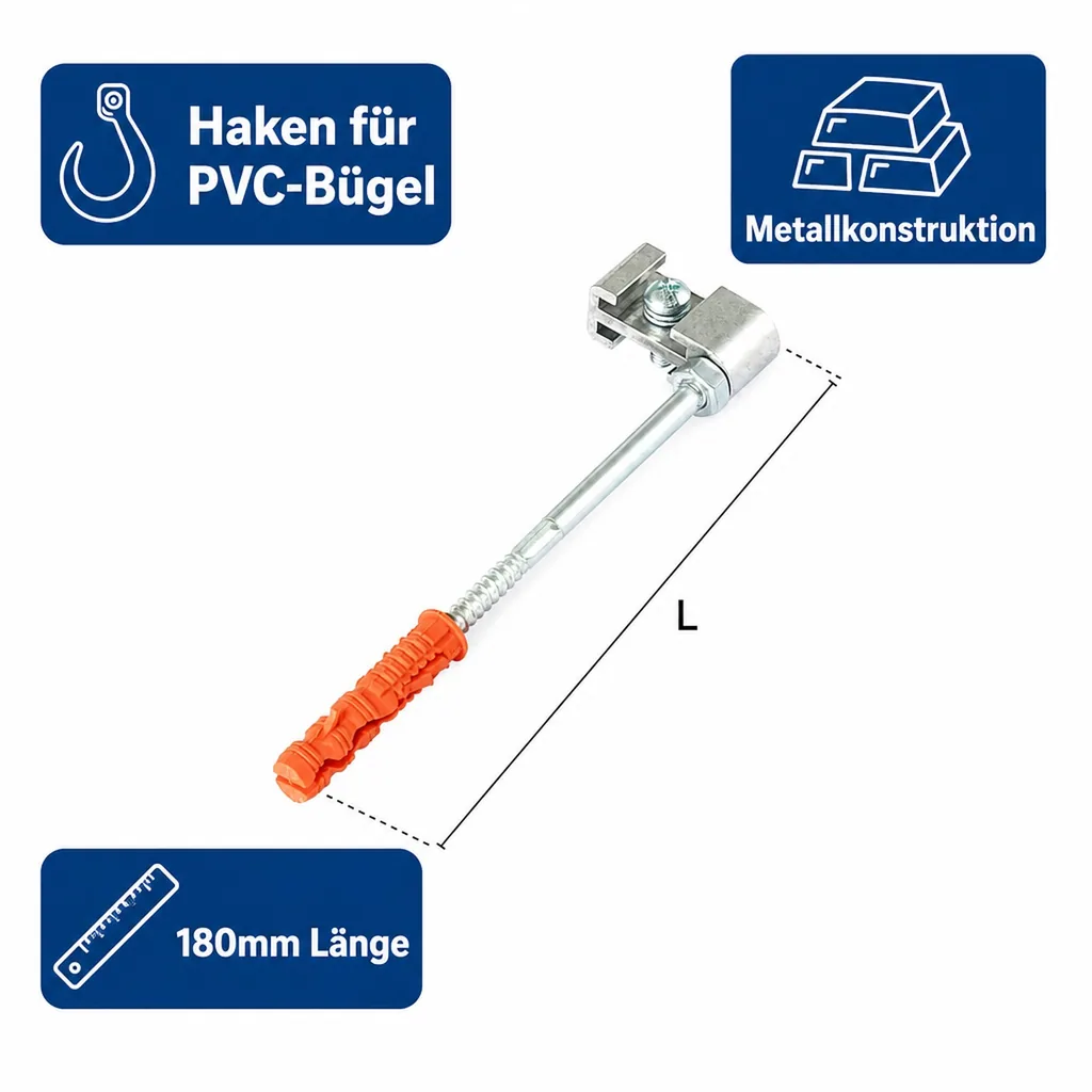 Haken für PVC-Bügel (Metall) 180mm