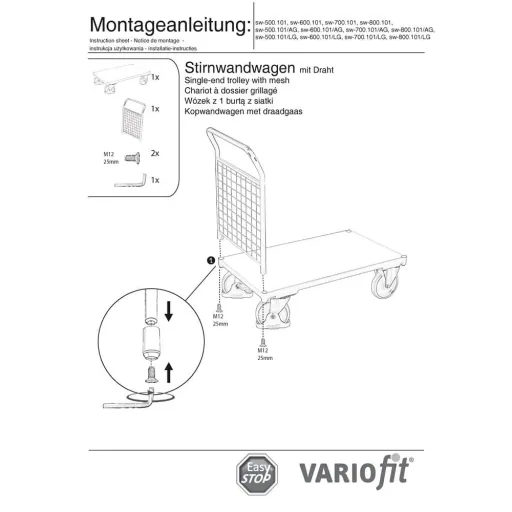 Drahtgitterwagen, Stirnwandwagen 400 kg, EasySTOP, Transportwagen