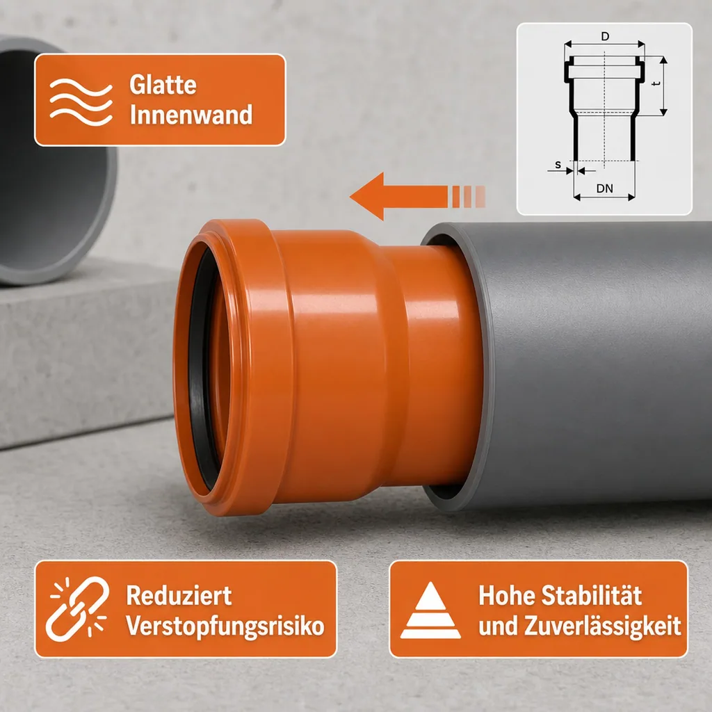 KG Reduktion, Rohr Reduzierstück DN 315/250, Übergangsrohr, Abwasserrohr Reduktion