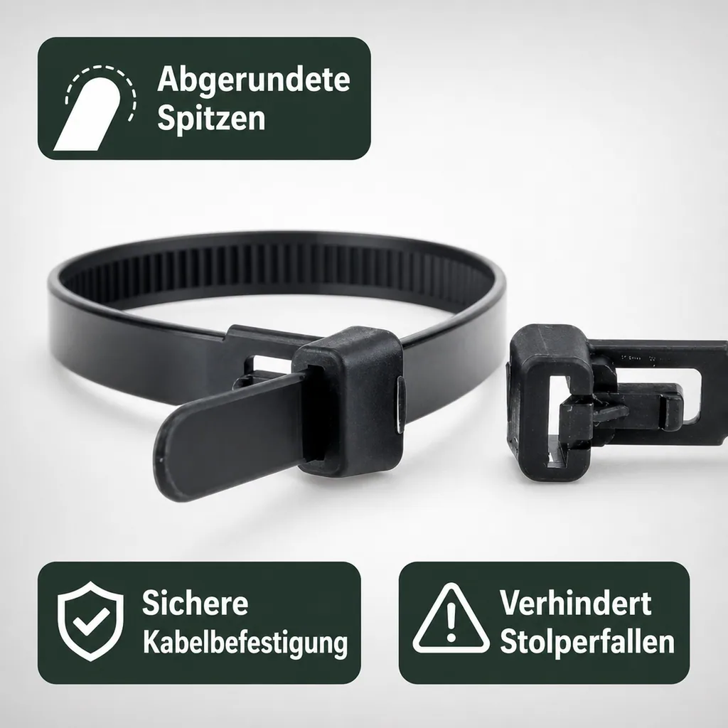 100 Kabelbinder wiederlösbar 120 x 7,6mm schwarz