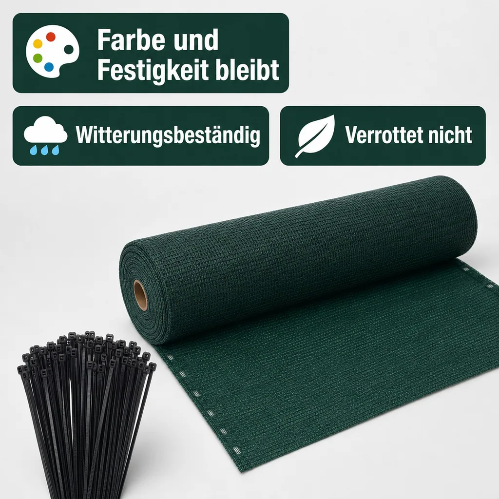 Sichtschutznetz, Windschutznetz, 1,8x10m, inkl. Kabelbinder, Gartenzaun Sichtschutz