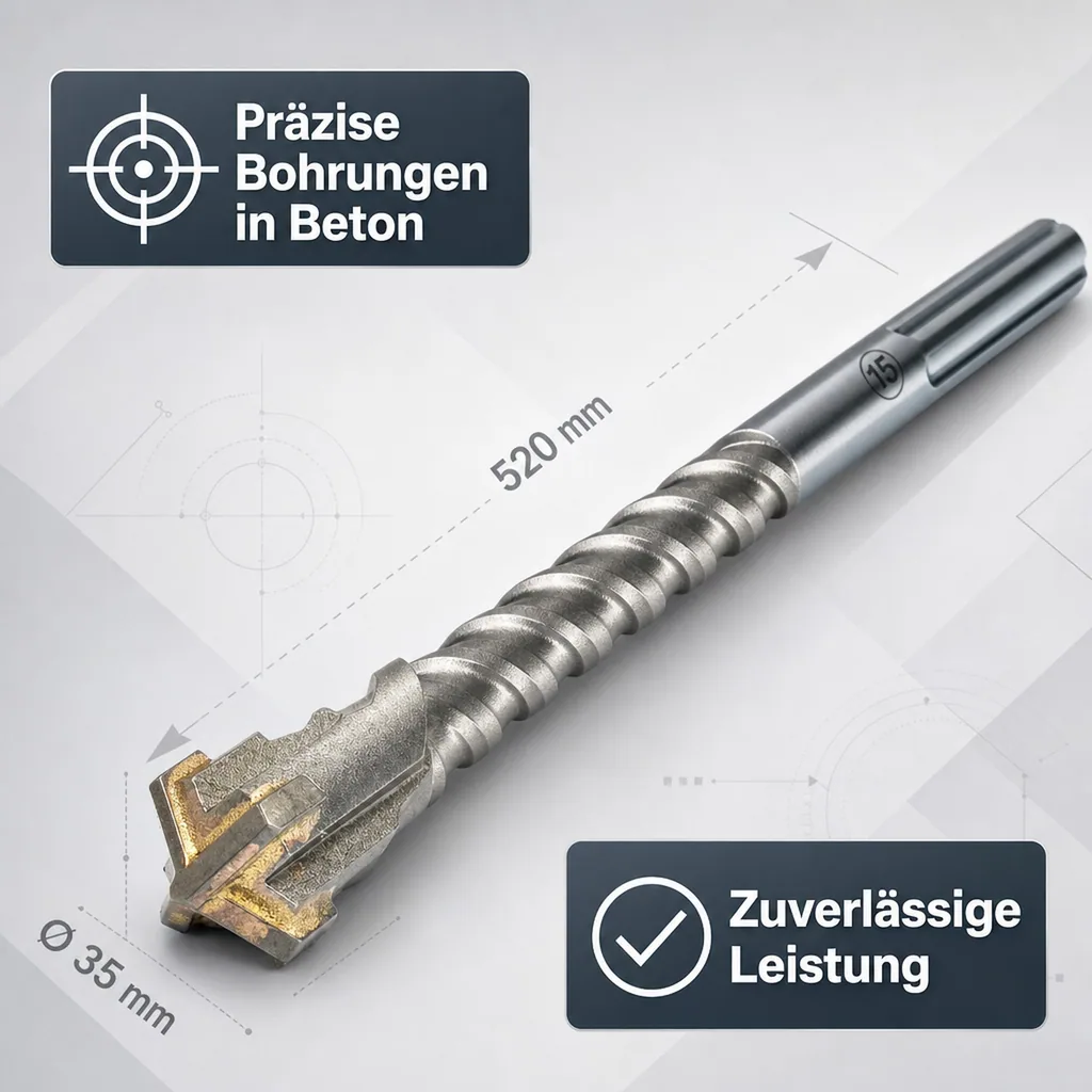 SDS Max Hammerbohrer, Betonbohrer, 35mm, 520mm, 4 Schneider