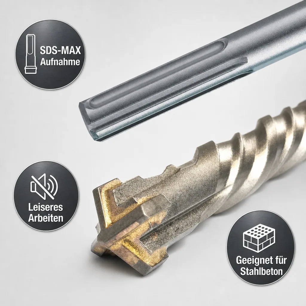 SDS Max Hammerbohrer, Betonbohrer, 35mm, 520mm, 4 Schneider