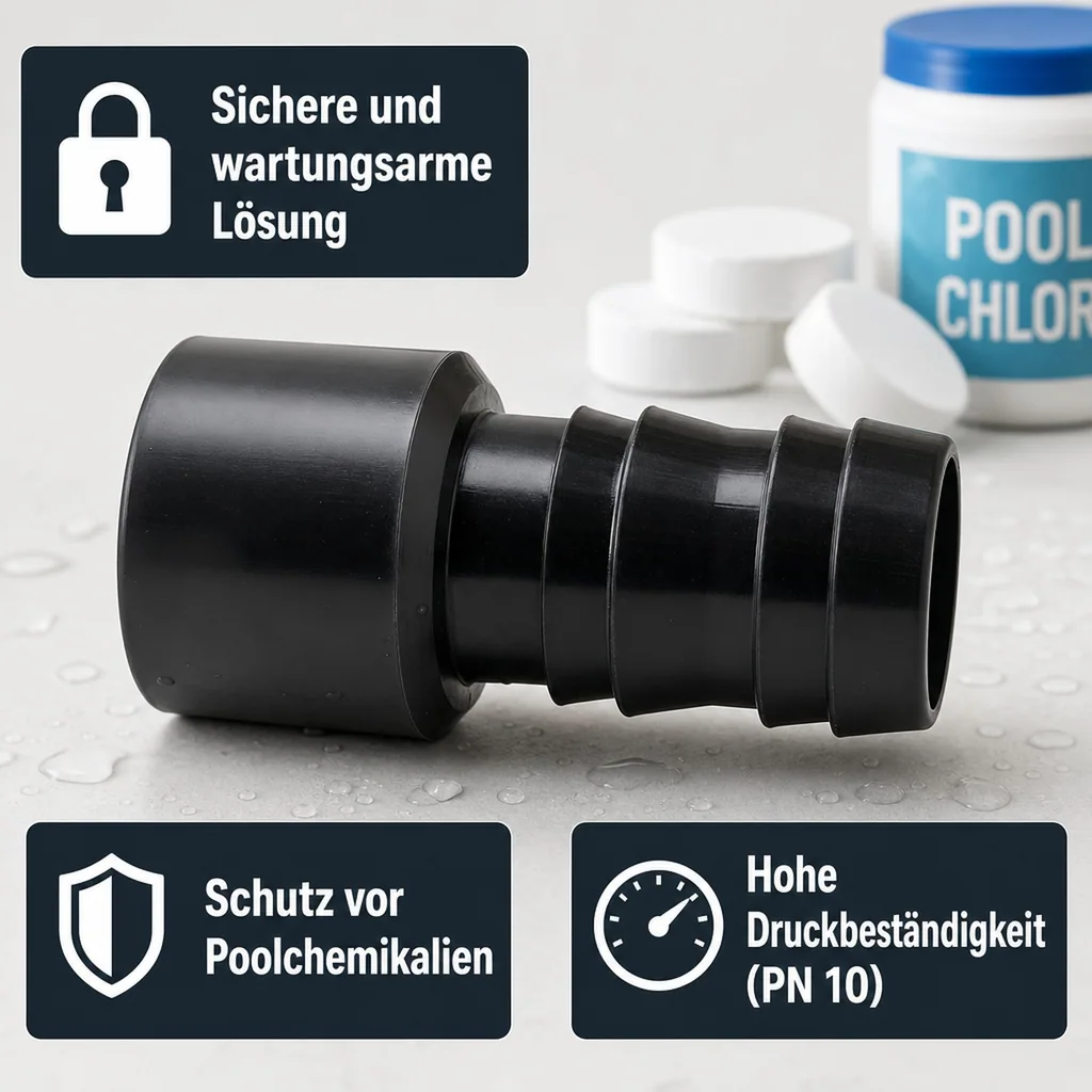 Poolschlauchverbinder, Schlauchtülle 50mm, PVC-U Schlauchverbinder