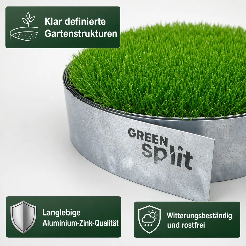 Rasenkantenband Metall Alu/Zink 15 cm x 10 Meter | Rasenkanten | Beeteinfassung | Beetumrandung | Beetbegrenzungen |
