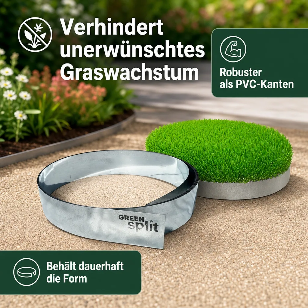 Rasenkantenband Metall Alu/Zink 15 cm x 10 Meter | Rasenkanten | Beeteinfassung | Beetumrandung | Beetbegrenzungen |