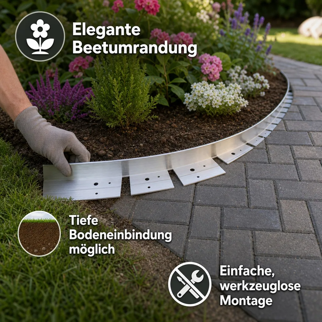 Ultra Starke Alu Rasenkanten 64mm x 100cm | Beeteinfassung | Beetumrandung | Beetbegrenzungen
