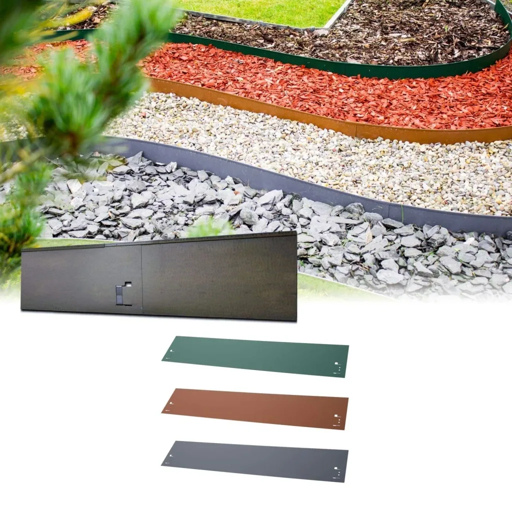 Rasenkanten Metall 13.5cm x 120cm | Beeteinfassung | Beetumrandung | Beetbegrenzungen, Color-GS: braun