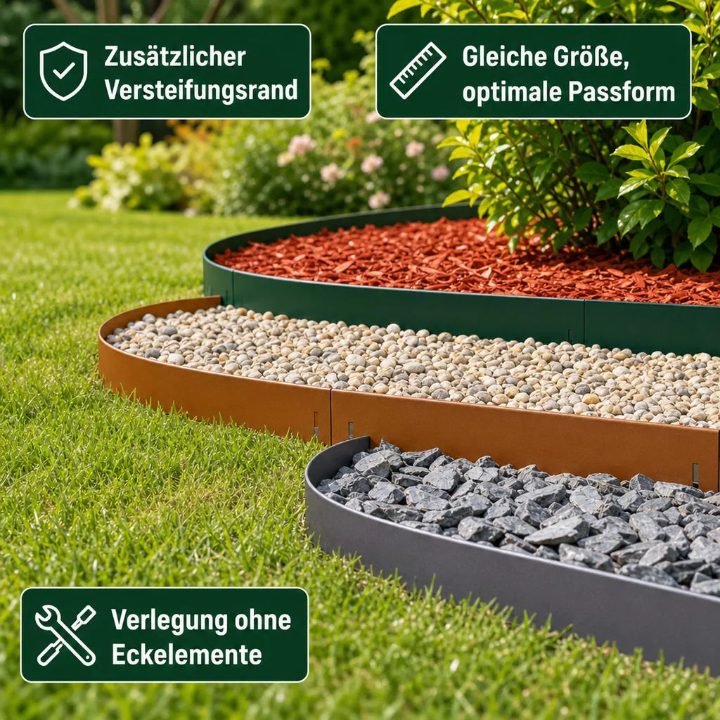 Rasenkanten Metall 13.5cm x 120cm | Beeteinfassung | Beetumrandung | Beetbegrenzungen, Color-GS: braun
