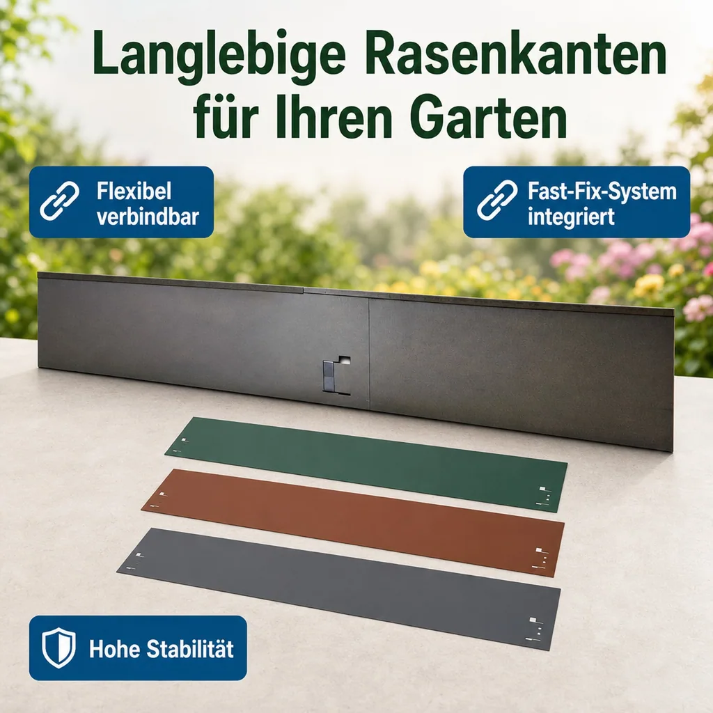 Rasenkanten Metall 13.5cm x 120cm | Beeteinfassung | Beetumrandung | Beetbegrenzungen, Color-GS: braun