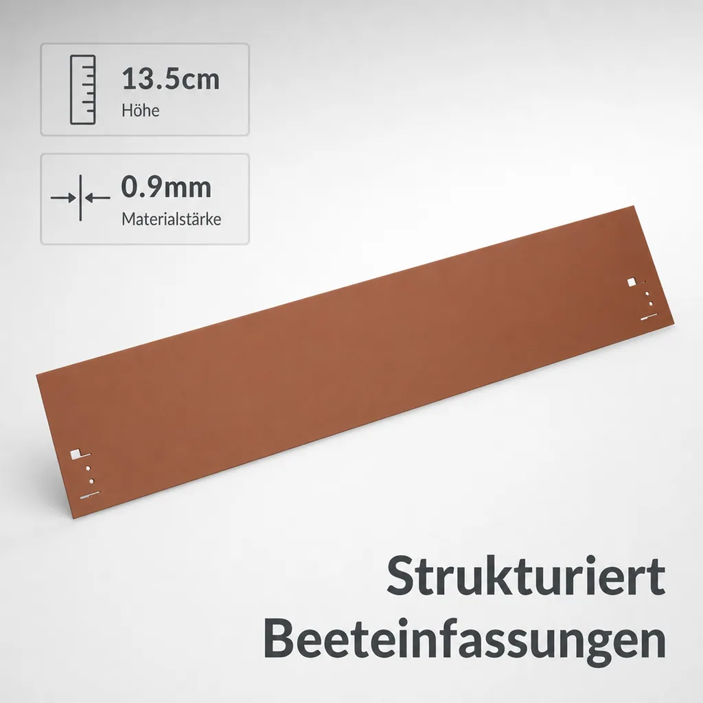 Rasenkanten Metall 13.5cm x 120cm | Beeteinfassung | Beetumrandung | Beetbegrenzungen, Color-GS: braun
