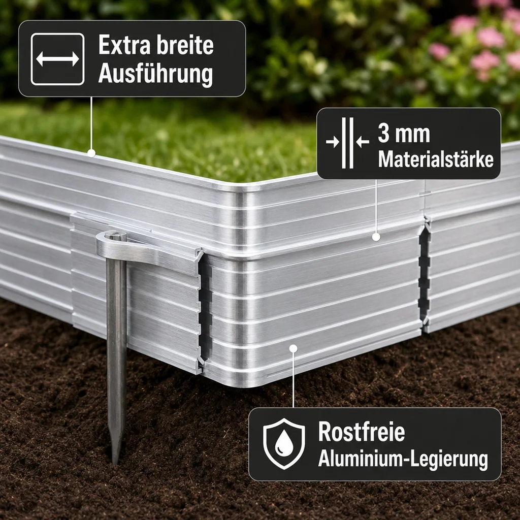 Eckwinkel 90 grad für Rasenkante Green Universe 14 cm | Beeteinfassung | Beetumrandung | Beetbegrenzungen