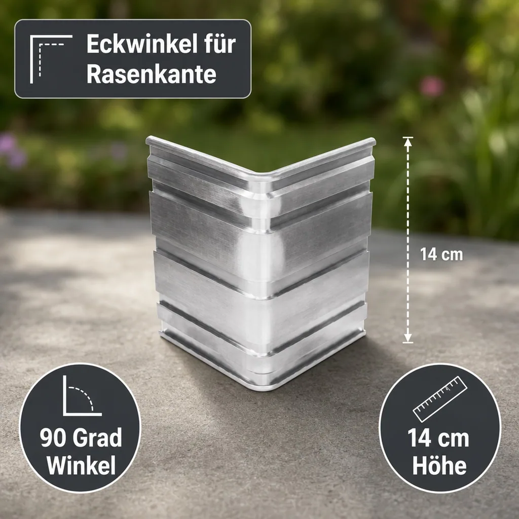Eckwinkel 90 grad für Rasenkante Green Universe 14 cm | Beeteinfassung | Beetumrandung | Beetbegrenzungen