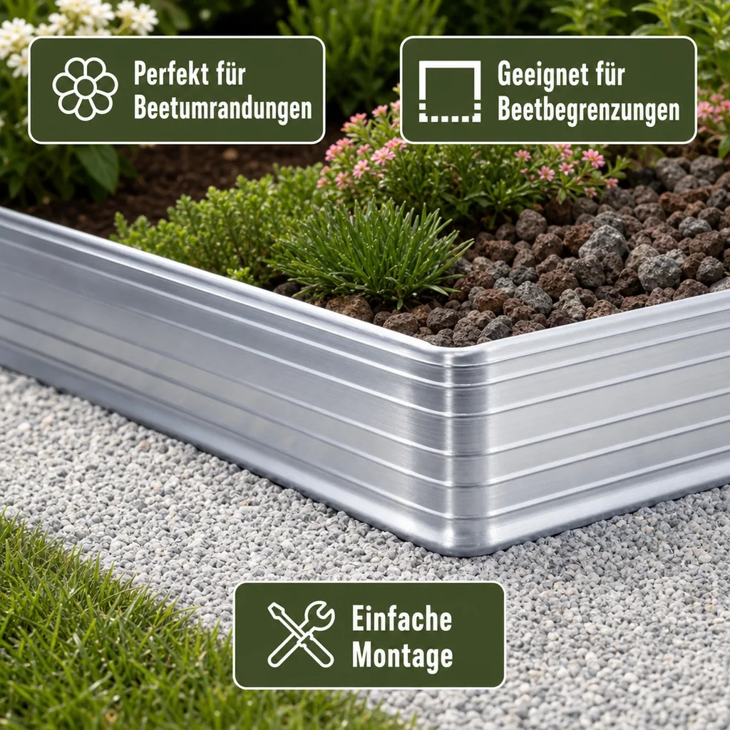 Eckwinkel 90grad für Ultra Starke Alu Rasenkante 24cm | Beeteinfassung | Beetumrandung | Beetbegrenzungen