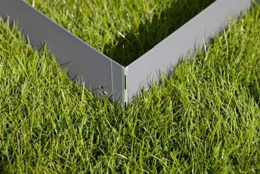 Alu/Zink Ecke für Rasenkanten Metall 13.5cm  | Rasenkanten | Beeteinfassung | Beetumrandung | Beetbegrenzungen, Color-GS: grau