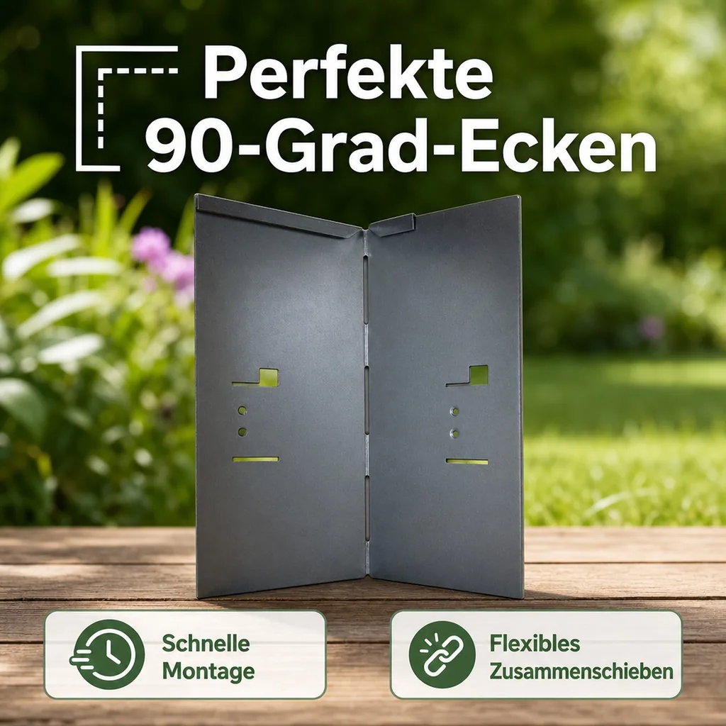 Alu/Zink Ecke für Rasenkanten Metall 13.5cm  | Rasenkanten | Beeteinfassung | Beetumrandung | Beetbegrenzungen, Color-GS: grau