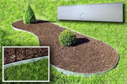 Rasenkanten Metall 18.5 cm x 120 cm | Beeteinfassung | Beetumrandung | Beetbegrenzungen, Color-GS: grau