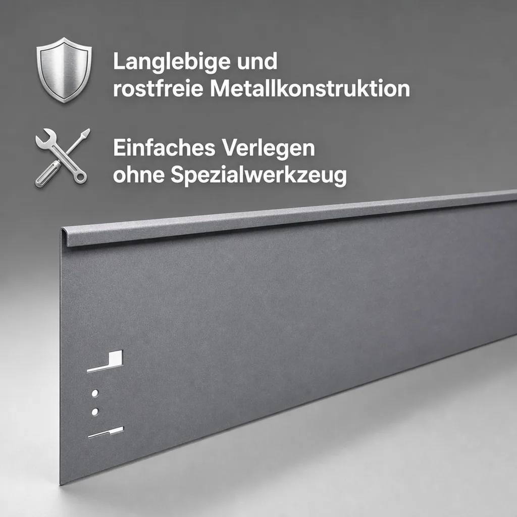 Rasenkanten Metall 18.5 cm x 120 cm | Beeteinfassung | Beetumrandung | Beetbegrenzungen, Color-GS: grau