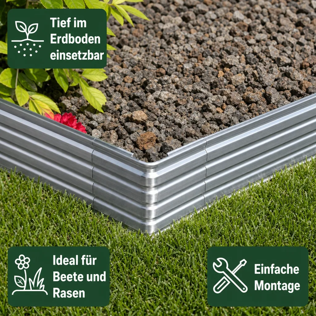Eckwinkel 90 grad für Rasenkante Green Universe 10 cm | Beeteinfassung | Beetumrandung | Beetbegrenzungen
